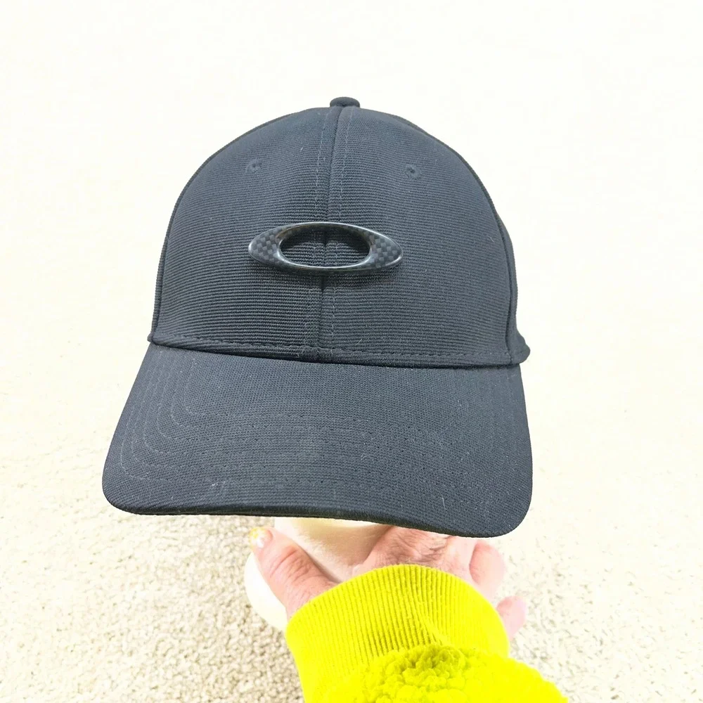 Oakley Performance Fitted Hat Mens L/XL Black Carbon Fiber Ellipse Logo Flex Cap